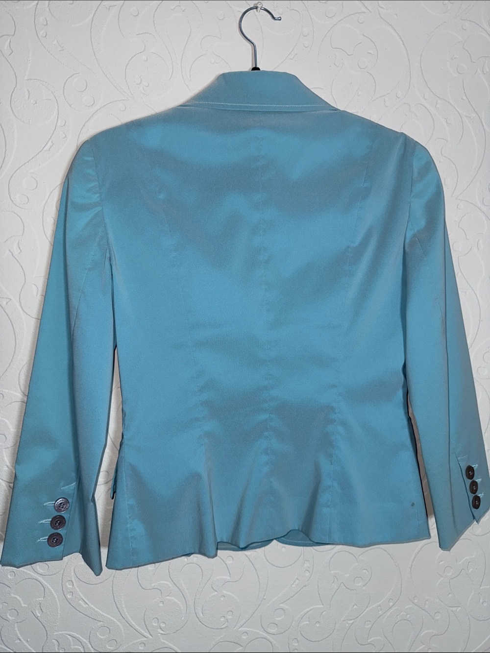 Vintage Moschino Iridescent Powder Blue Women's Tailored Blazer - Picture 2 of 6
